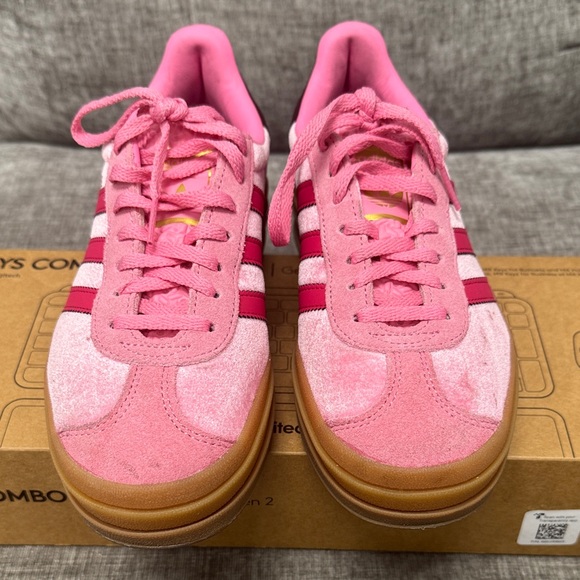 adidas Shoes - adidas Gazelle Pink Suede Low-Top Sneakers with platform Gum Sole